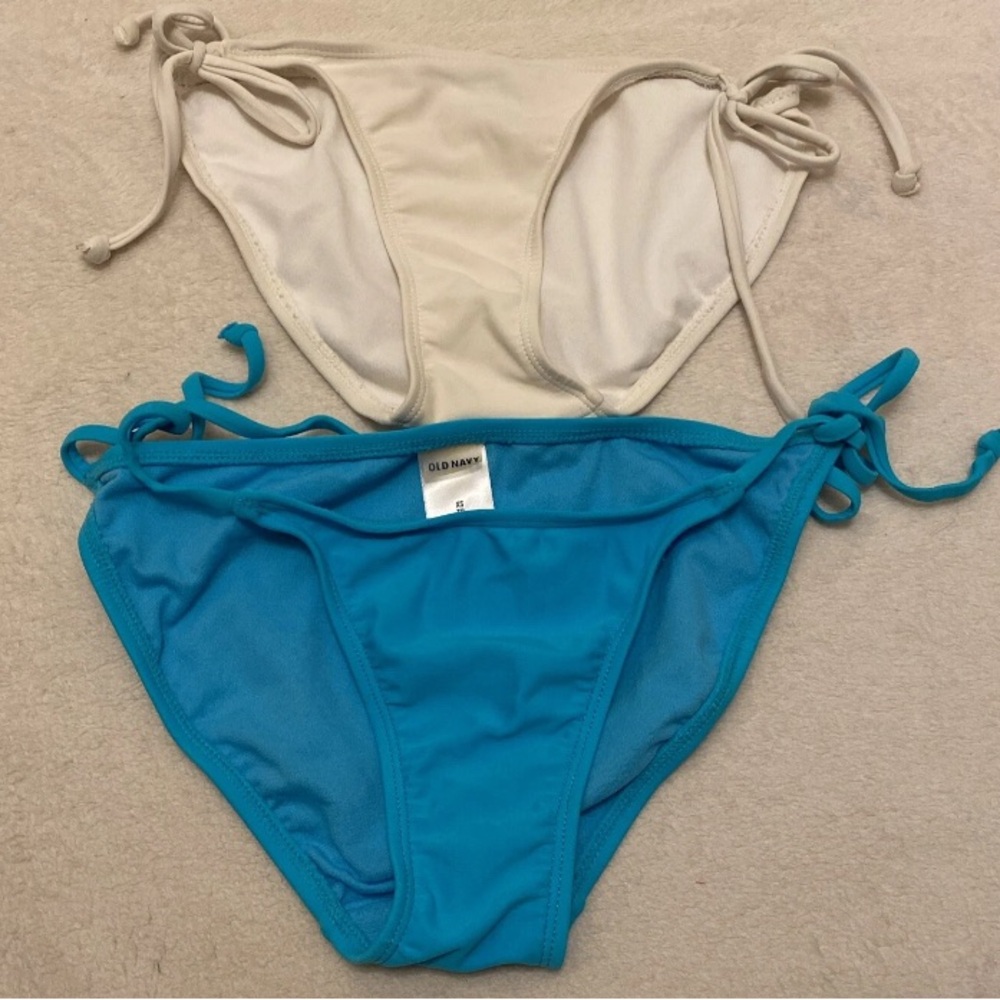 Old Navy Blue and White Bikini Bottoms